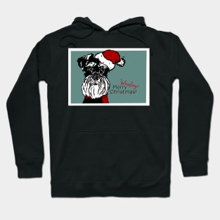 Merry Woofing Christmas Miniature Schnauzer Dog in Santa Hat Hoodie